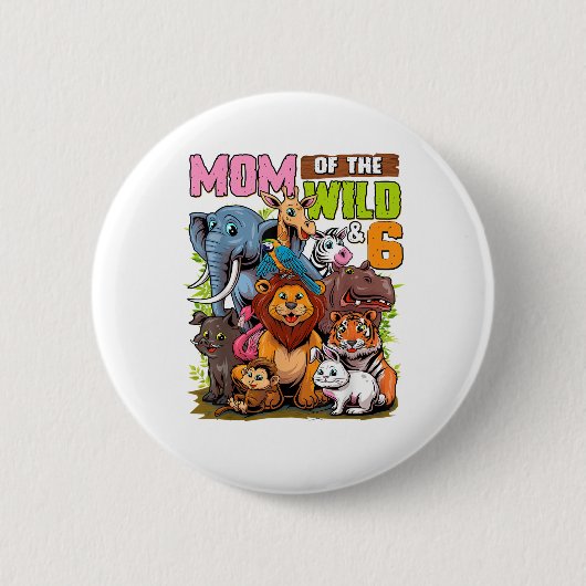 Mama des Tiergartens & 6 Zoo Thema Jungle Tier 6. Button (Vorderseite)