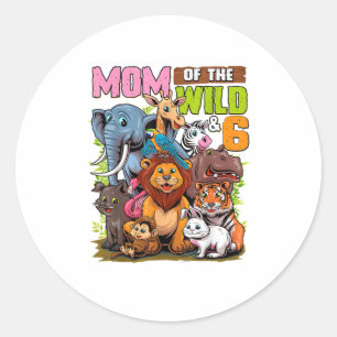 Mama des Tiergartens & 6 Zoo Thema Jungle Tier 6. Runder Aufkleber