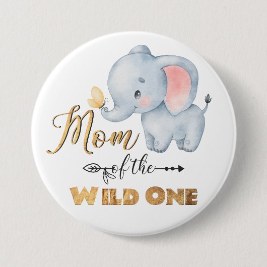 Mama des "Wild One Elephant Gold Foil"-Buttons Button (Vorderseite)
