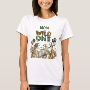 Mama des wilden Einen Jungen Geburtstagsfeier Tier T-Shirt