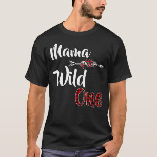 Mama des Wilden Eins Kariert Lumberjack 1. Geburts T-Shirt