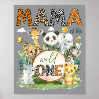 Mama des Wilden ersten Geburtstags Jungen Safari Poster