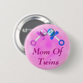 Mama des Zwillings-Knopfes (Junge, Mädchen) Button (Vorne & Hinten)