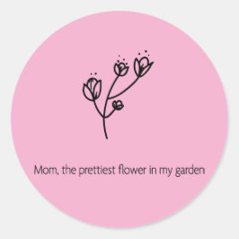 Mama die schönste Blume (Schwarze Typografie) Runder Aufkleber
