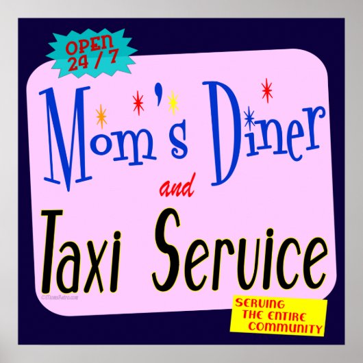 Mama Diner and Taxi Funny Retro Art Poster (Vorne)