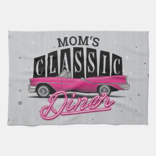 Mama Diner Individuelle Name Imitate Neon 50's Cla Geschirrtuch