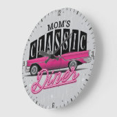 Mama Diner Individuelle Name Imitate Neon 50's Cla Große Wanduhr (Winkel)
