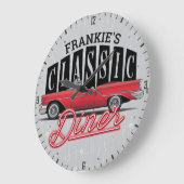 Mama Diner Individuelle Name Imitate Neon 50's Cla Große Wanduhr (Winkel)