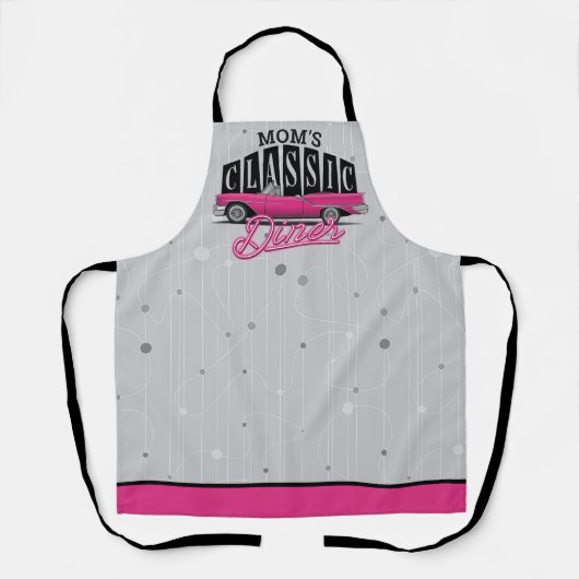 Mama Diner Individuelle Name Imitate Neon 50's Cla Schürze (Vorderseite)