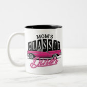 Mama Diner Individuelle Name Imitate Neon 50's Cla Zweifarbige Tasse (Links)