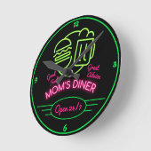 Mama Diner Open 24/7 Retro Fifties Neon Effect Runde Wanduhr (Winkel)