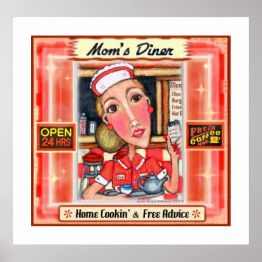 Mama Diner Retro Kitchart Poster drucken (Vorne)