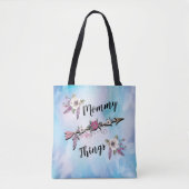 Mama-Dinge, Federn und Blume Tote Tasche (Vorderseite)