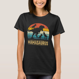 Mama Dinosaur T Rex Mamasaurus 3 Kinder Funny Moth T-Shirt