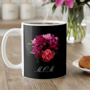 Mama Dramatische rosa und violette Pfingstrosen  Kaffeetasse