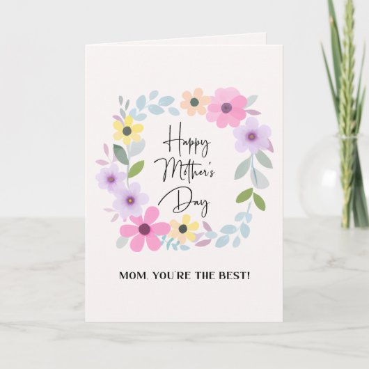 Mama Du bist der Niedlichste Blumenkranz in Aquare Karte (Vorderseite)