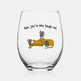Mama, du bist ein harter Cat Cartoon Cat & Mäuse Weinglas Ohne Stiel