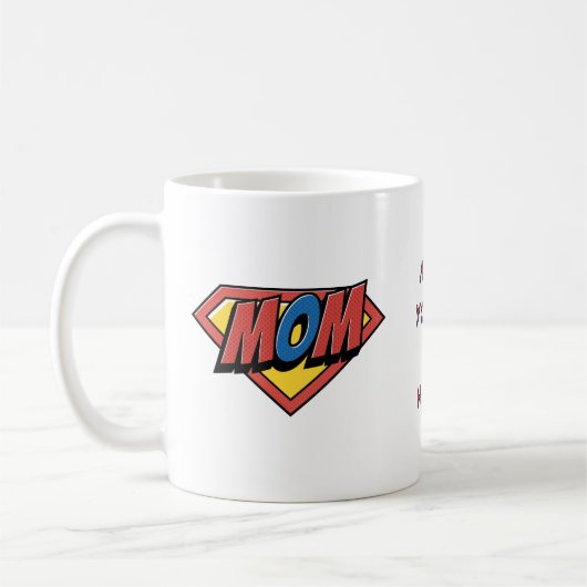 Mama, du bist mein Held personalisierter Kaffeebec Kaffeetasse (Links)