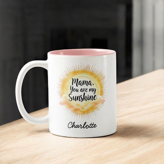 Mama, du bist mein Sonnenschein | Niedlicher Mutte Zweifarbige Tasse