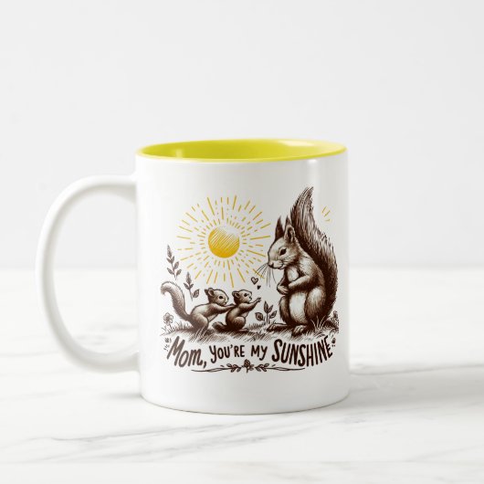 Mama, du bist meine Sonnenscheins-Eichhörnchenfami Zweifarbige Tasse (Links)