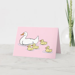 Mama Duck & Baby's Pink Blank Card Dankeskarte