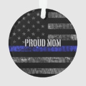 Mama dünne blaue Linie Flag gestört Ornament (Rückseite)