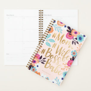 Mama, Ehefrau, Boss Babe Bold Florals & Gold Scr Planer