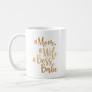Mama. Ehefrau, Boss Babe Trendy Gold Brush Script Kaffeetasse