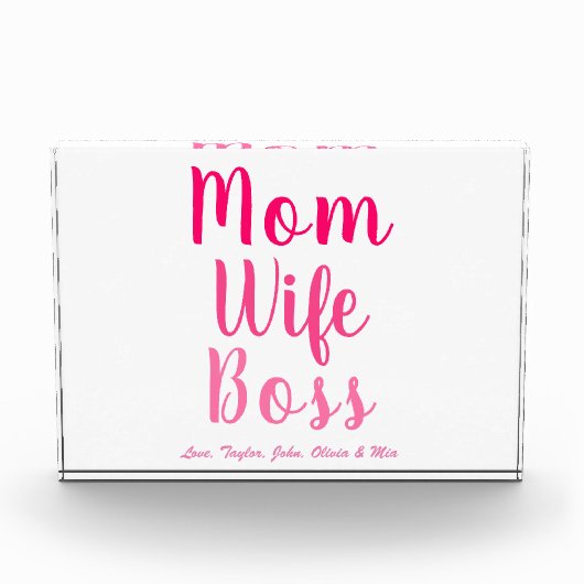 Mama Ehefrau Boss Gradientenrosa benutzerdefiniert Fotoblock (Vorderseite)