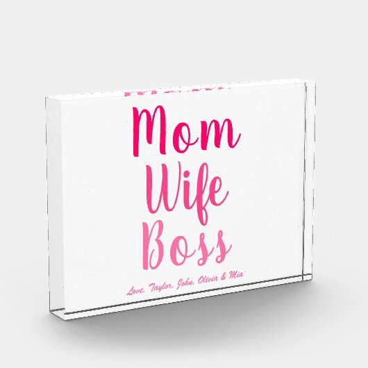 Mama Ehefrau Boss Gradientenrosa benutzerdefiniert Fotoblock (Links)