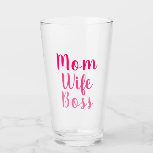 Mama Ehefrau Boss Gradientenrosa benutzerdefiniert Glas (Vorderseite)