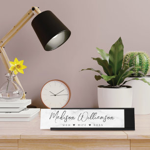 Mama, Ehefrau, Boss Trendy Brush Script Imitate Ma Schreibtischnamensplakette