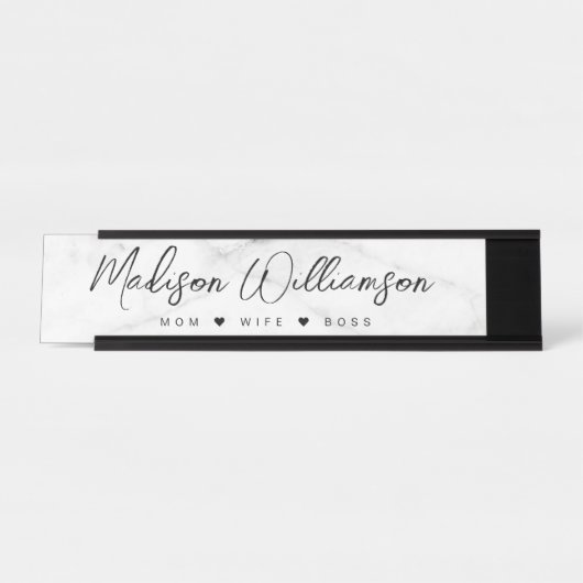 Mama, Ehefrau, Boss Trendy Brush Script Imitate Ma Schreibtischnamensplakette (Vorderseite )