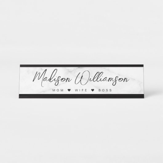 Mama, Ehefrau, Boss Trendy Brush Script Imitate Ma Schreibtischnamensplakette (Vorderseite )