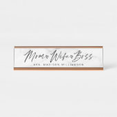 Mama, Ehefrau, Boss Trendy Brush Script & White Ma Schreibtischnamensplakette (Vorderseite )