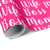 Mama Ehefrau Chef Hot Rosa benutzerdefinierte Skri Geschenkpapier (Rolleneckpunkt)