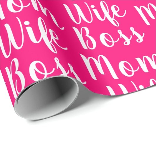 Mama Ehefrau Chef Hot Rosa benutzerdefinierte Skri Geschenkpapier (Rolleneckpunkt)