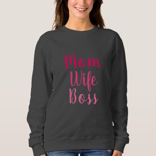Mama Ehefrau Chef rosa grau benutzerdefinierte Skr Sweatshirt (Vorderseite)