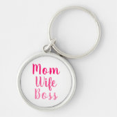 Mama Ehefrau Chef rosa weiße benutzerdefinierte Sk Schlüsselanhänger (Vorne)