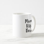 Mama Ehefrau Chef Schwarz-weißer benutzerdefiniert Kaffeetasse (VorderseiteRechts)
