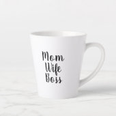 Mama Ehefrau Chef Schwarz-weißer benutzerdefiniert Milchtasse (Rechts)