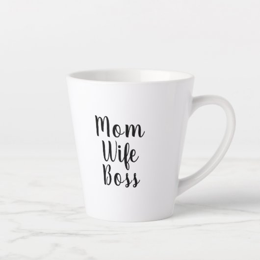 Mama Ehefrau Chef Schwarz-weißer benutzerdefiniert Milchtasse (Rechts)