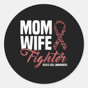 Mama Ehefrau kämpfen Burgunder-Ribbon-Sickle Runder Aufkleber