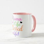 Mama Ehefrau Seligen Leben farbenfrohe Script Mütt Tasse (VorderseiteRechts)