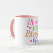 Mama Ehefrau Seligen Leben farbenfrohe Script Mütt Tasse (Vorderseite Links)