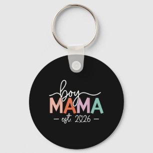 Mama eines Jungen Est 2026 Schwangerschaft werdend Schlüsselanhänger