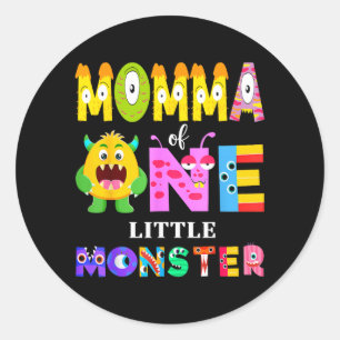 Mama eines kleinen Monsters 1. Geburtstags- Jungen Runder Aufkleber