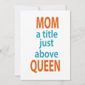 Mama eines Titels knapp über dem Queen-Birthday-Ge Einladung (Rückseite)