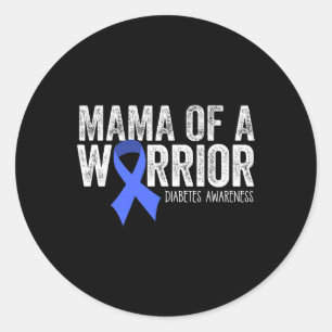 Mama eines Warrior T1d-Mama Diabetiker Blue Ribbon Runder Aufkleber