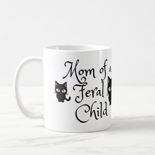 Mama eines Wildkindes mit Schwarzen Katzen-Design Kaffeetasse (Links)